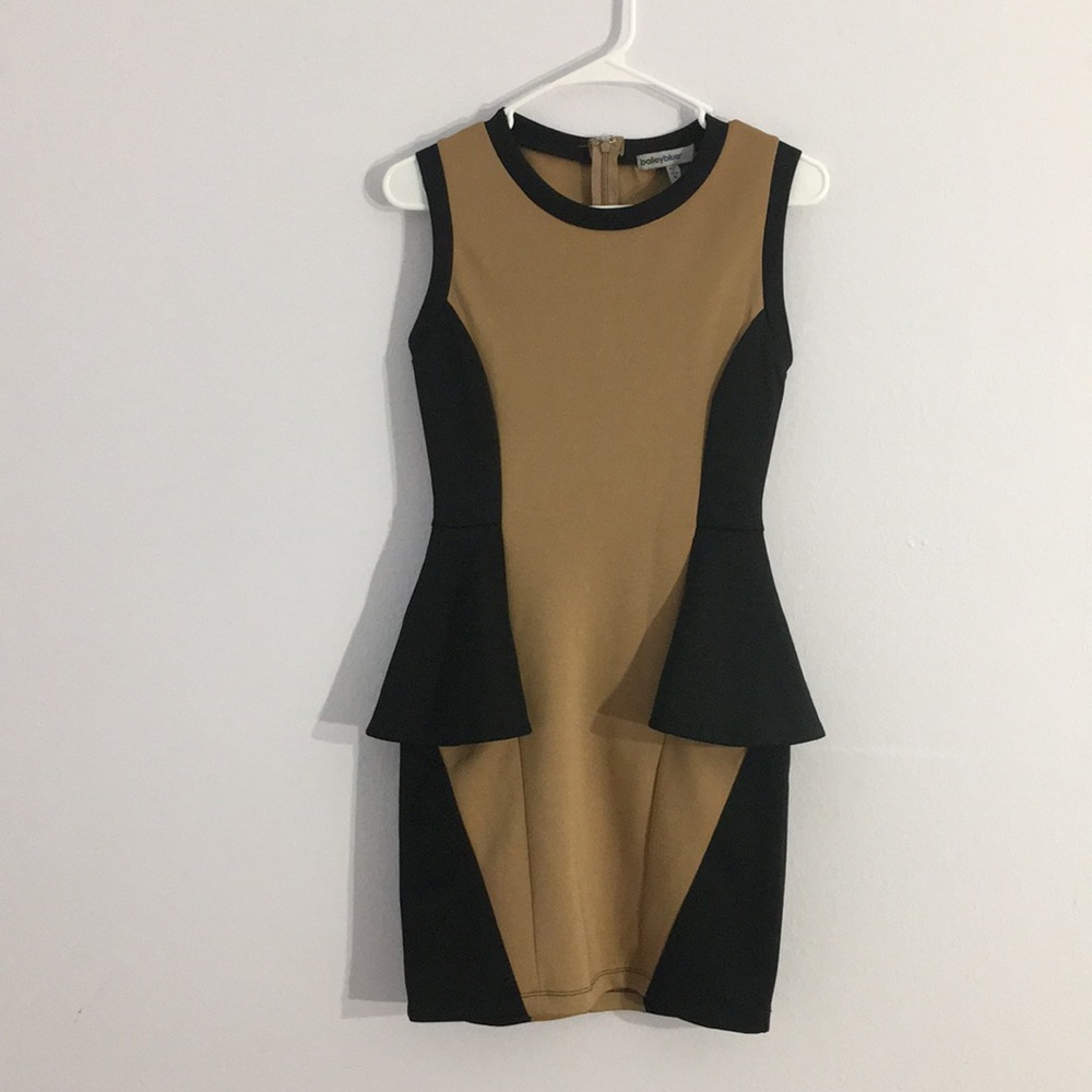 Brown and Black Peplum Bodycon